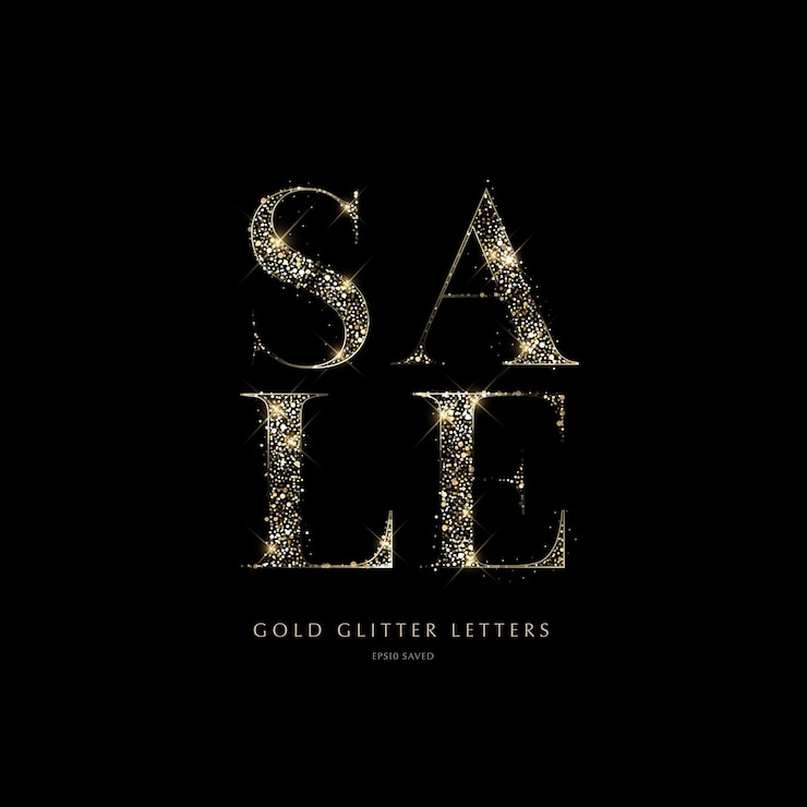 Vector glittering golden letters on a black backgroundshiny letters