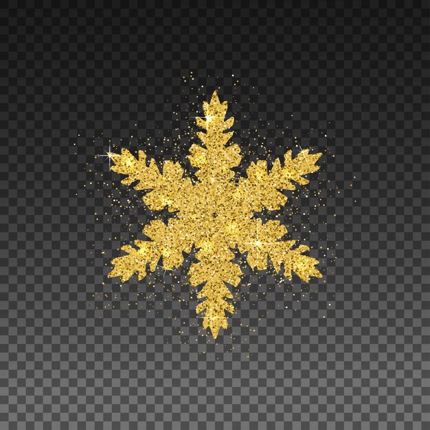 Vector glittering golden snowflake.