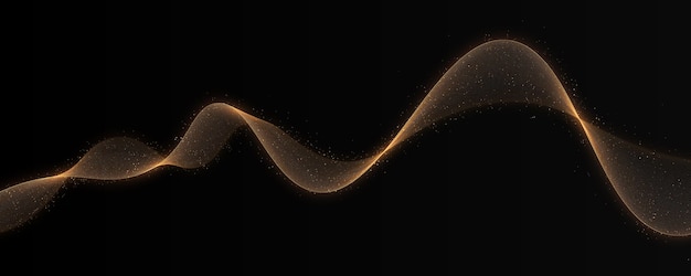 Glittering old dust trail Abstract motion Magic lines Shiny color gold wave design element