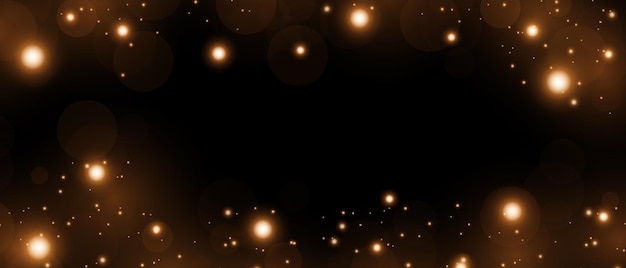 Сверкающие частицы света сказочной пыли Волшебная концепция Светящаяся пыль Пыльное золото Абстрактный фон с эффектом боке Векторная иллюстрация