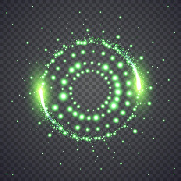 Glittering star dust lights circle. Illustration isolated on background. Graphic concept for your design