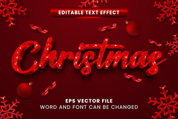 Vector glittery red merry christmas vector text effect