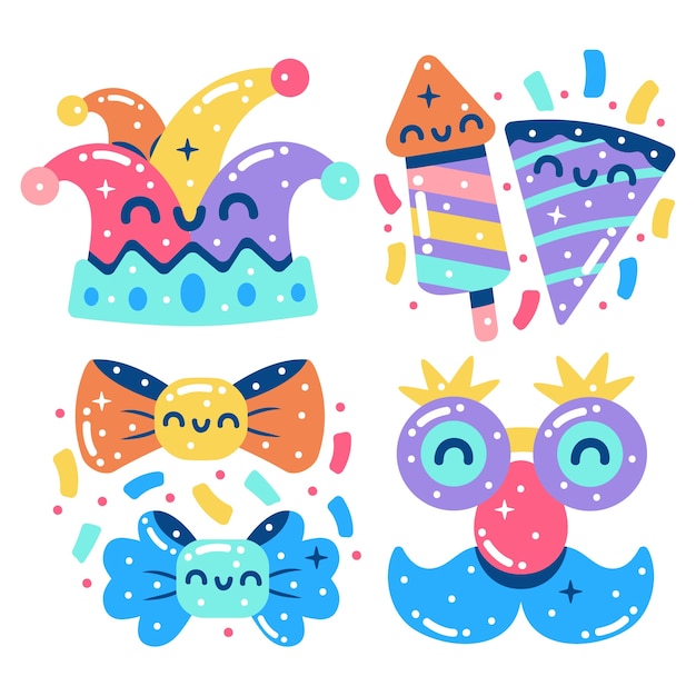 Vector glitzy carnival stickers