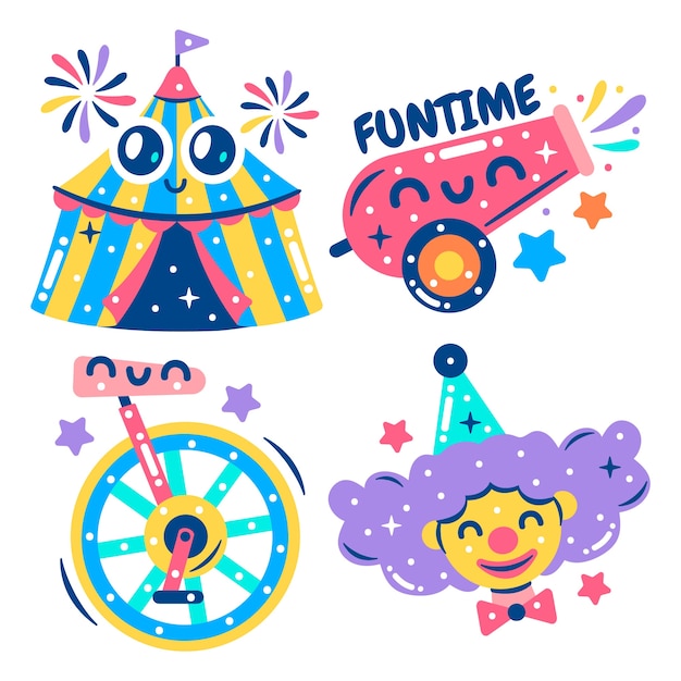 Vector glitzy circus stickers collection