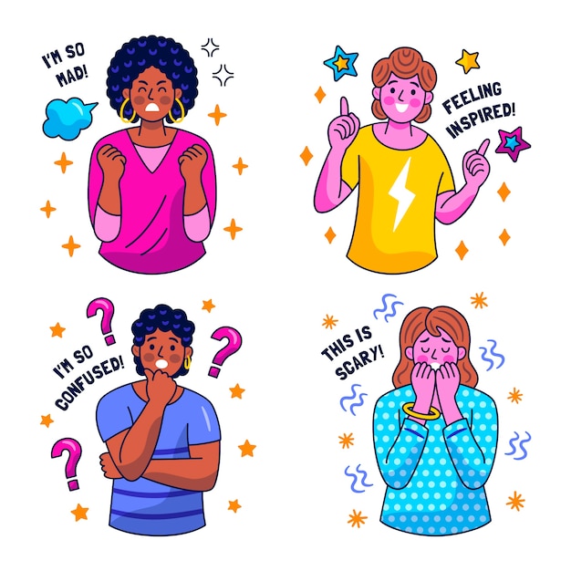 Glitzy emotions stickers cllection