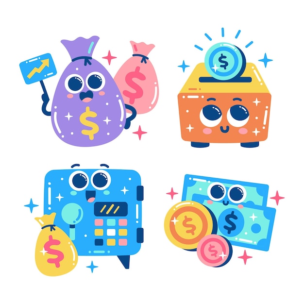 Glitzy finance stickers collection