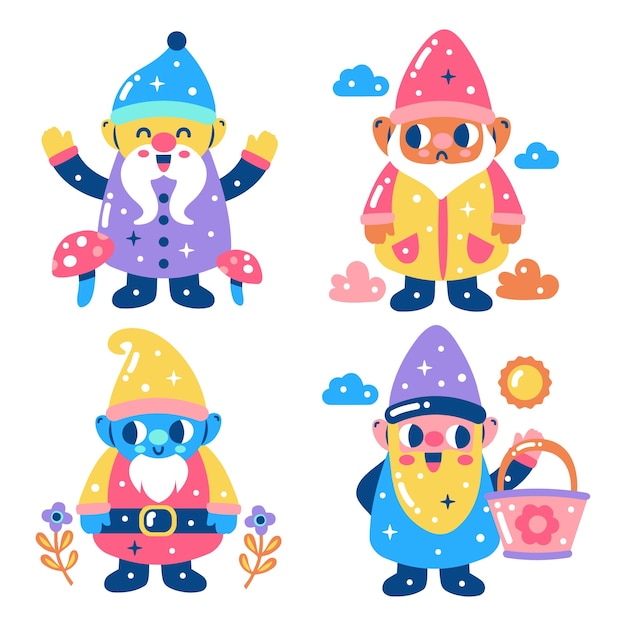 Вектор Коллекция наклеек glitzy gnome