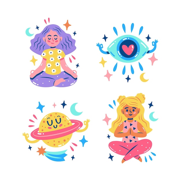 Glitzy meditation stickers