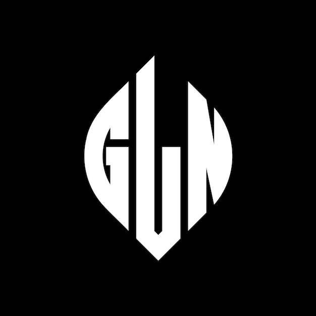 ベクトル gln 円の形状とエリプスの形状のgln エリプス文字とタイポグラフィックスタイルの3つのイニシャルが円のロゴを形成するgln 円エンブレム アブストラクト モノグラム 文字マーク ベクトル