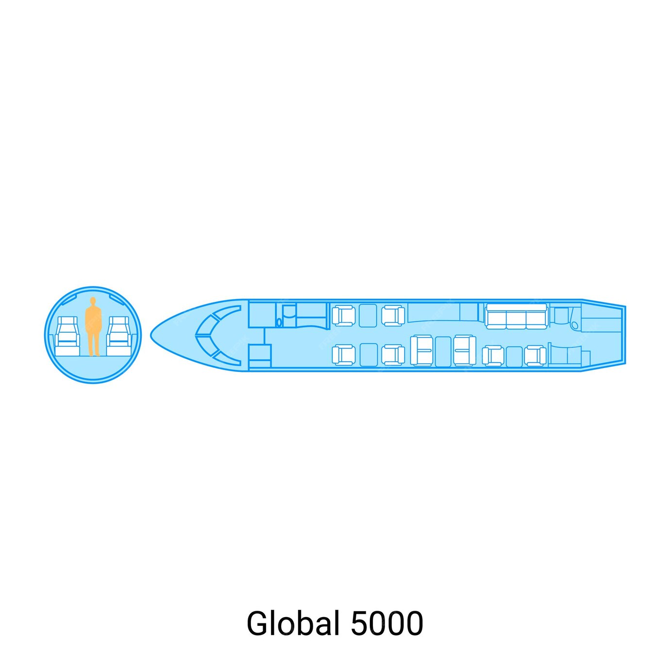 Premium Vector | Global 5000 airplane scheme civil aircraft guide