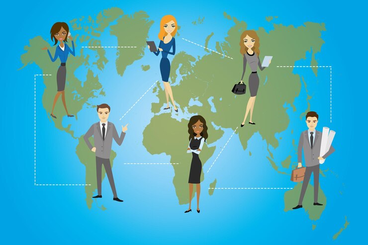 Vector global business business concept platte ontwerp vectorillustratie
