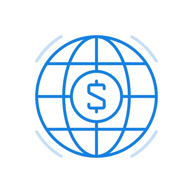 Global commerce transaction vector line icon economic worldwide investment and rich foreign exchange
