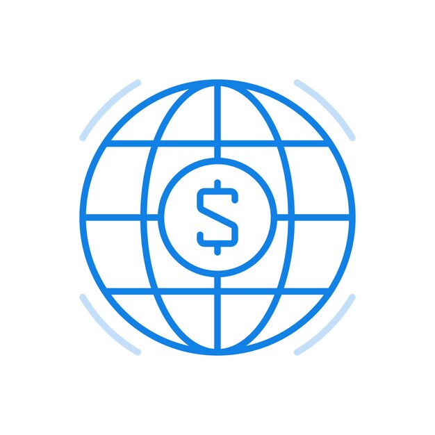 Global commerce transaction vector line icon economic worldwide investment and rich foreign exchange