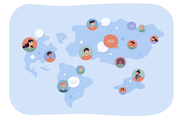Vector global communication of people from different countries