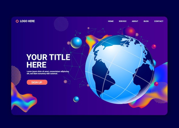 Vector global communication website homepage design