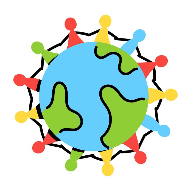 Vector a global community flat doodle icon