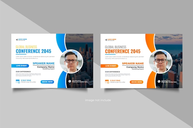 Global corporate business conference flyer template or business webinar conference banner design