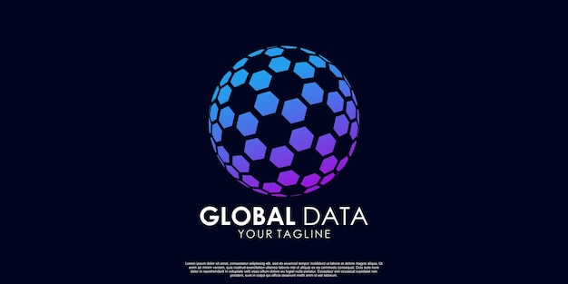 Progettazione del logo dei dati globali vettore premium