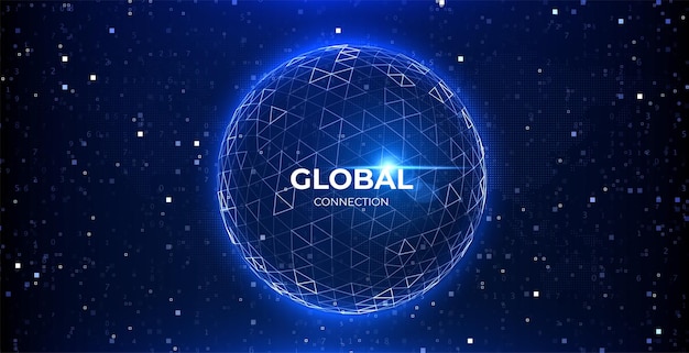 Global data network Globe abstract connection Data sphere technology background