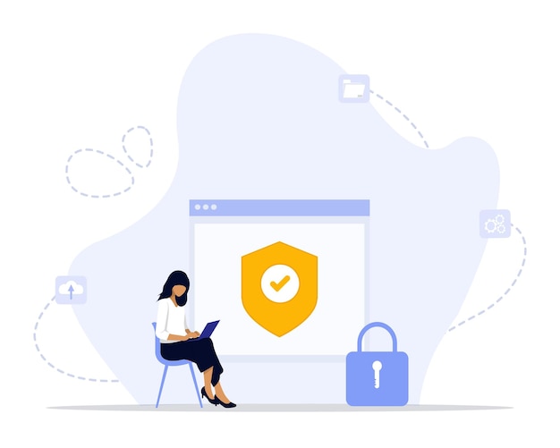 Vector global data security concept illustration