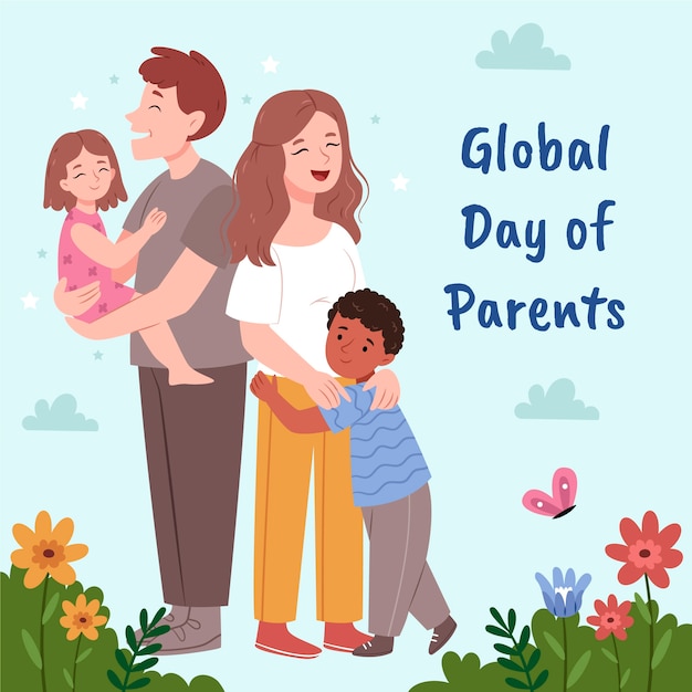 Global day of parents flat illustration