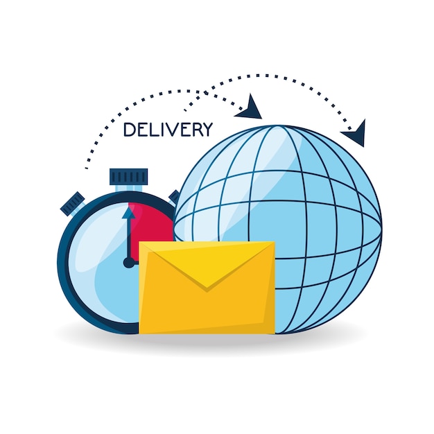 global delivery with chronometer and e-mail message