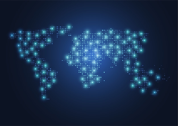 Vector global digital network connection. world map point