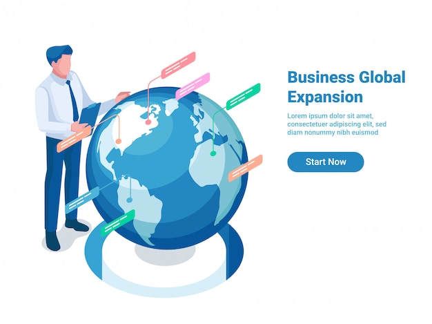 Vector global expansion illustration concept with text template