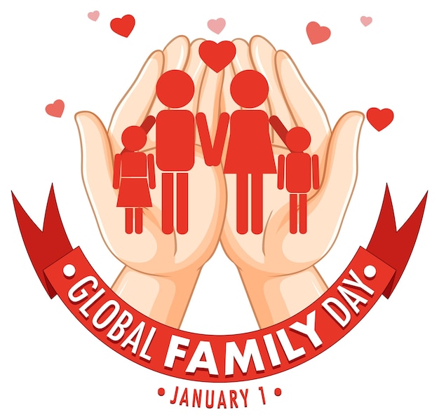 Vector global family day logo design