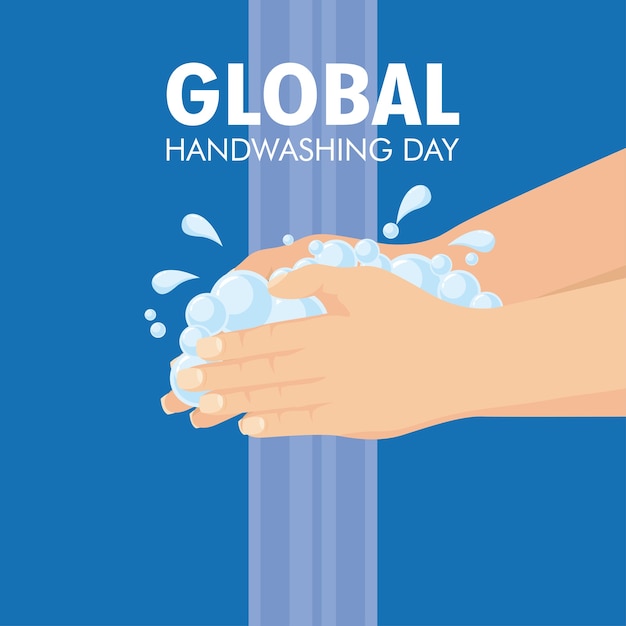 global handwashing day campaign with water and foam.