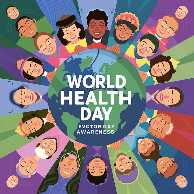 Шаблон векторного плаката для осведомленности о Всемирном дне здоровья