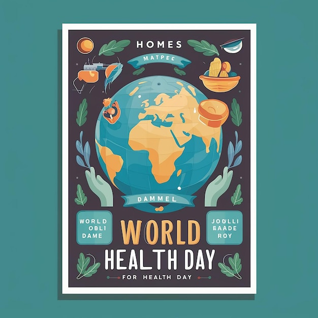 Global Health Day Awareness Vector Poster Template