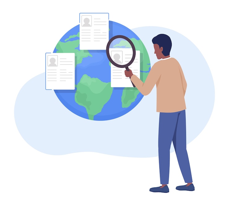 Vector global hr manager flat concept vector illustration