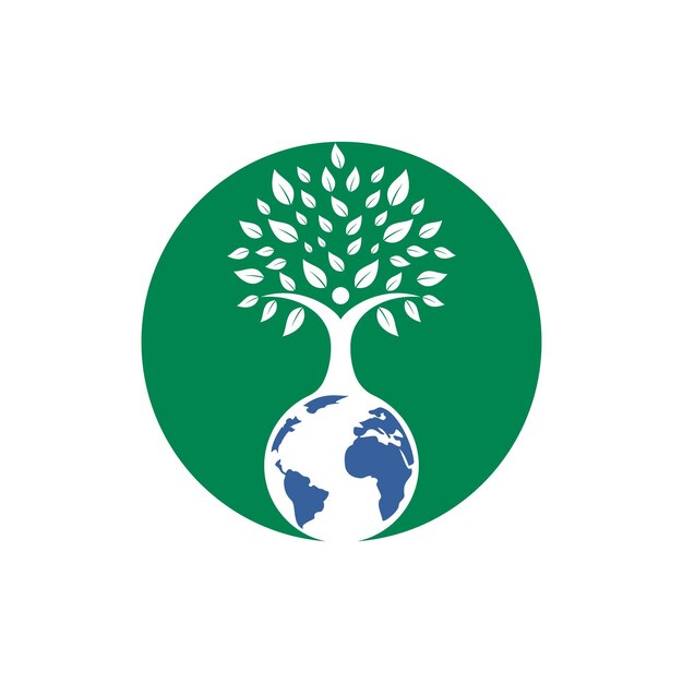 글로벌 인간 나무 벡터 로고 디자인 서식 파일