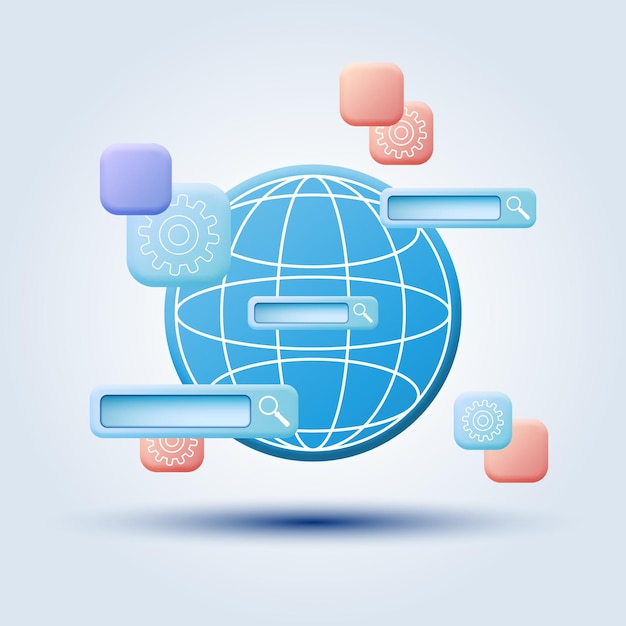 Global information search cartoon style vector concept illustration