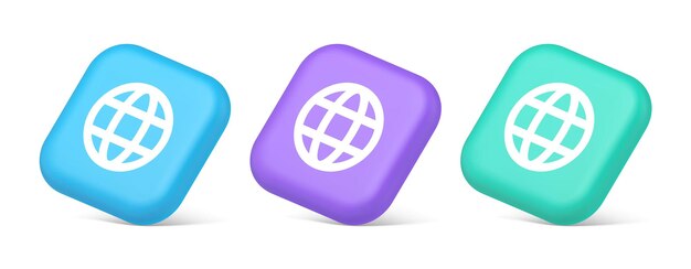 Vector global internet connection gps planet button network web business communication 3d realistic icons