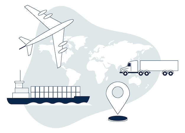 Icona logistica globale simbolo di trasporto di spedizione in tutto il mondo