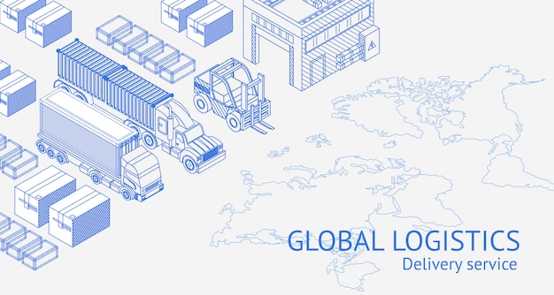 Global logistics concept on  banner