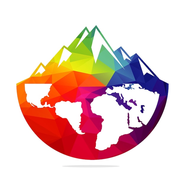Global Mountain Logo Template Design Vector Winterbestemmingen reisbureau logo