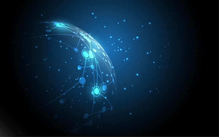 Vector global network connection abstract technology background global business innovation concept
