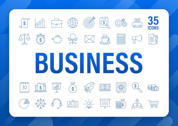 global network connection business line icon set marketing network money line icon set