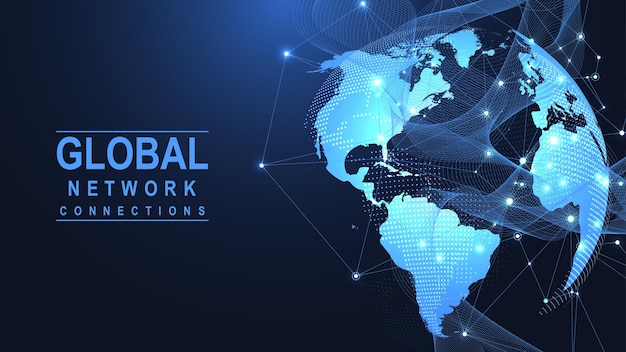 Global network connection concept big data visualization social network communication in the global computer networks internet technology business science vector illustration