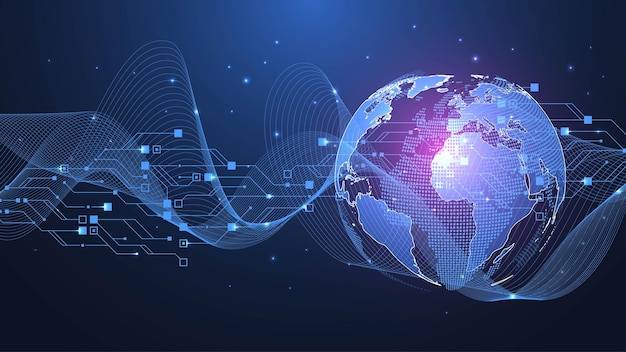 Rete sociale di visualizzazione di dati di grandi dimensioni concetto di connessione di rete globale