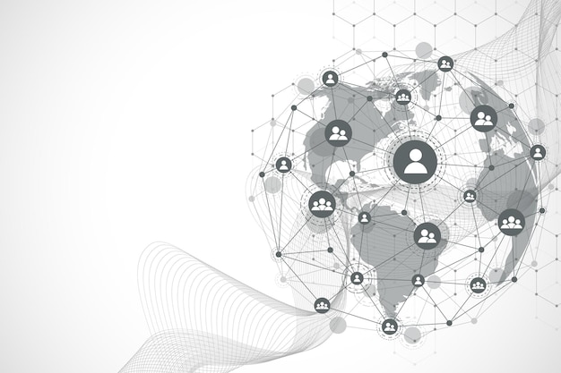 グローバルネットワーク接続の概念ビッグデータの視覚化