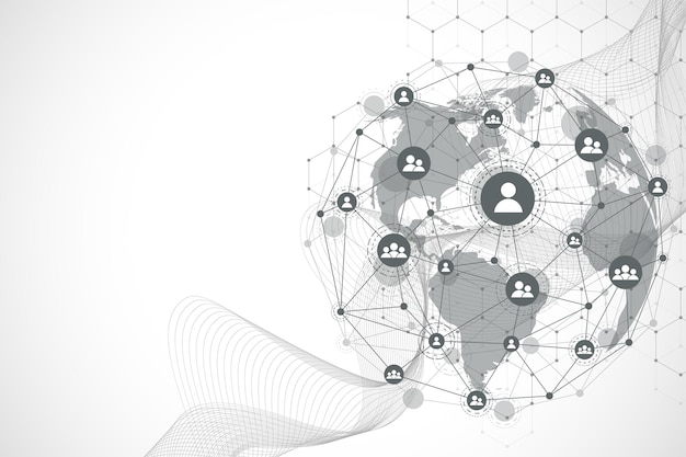 Visualizzazione dei big data del concetto di connessione di rete globale