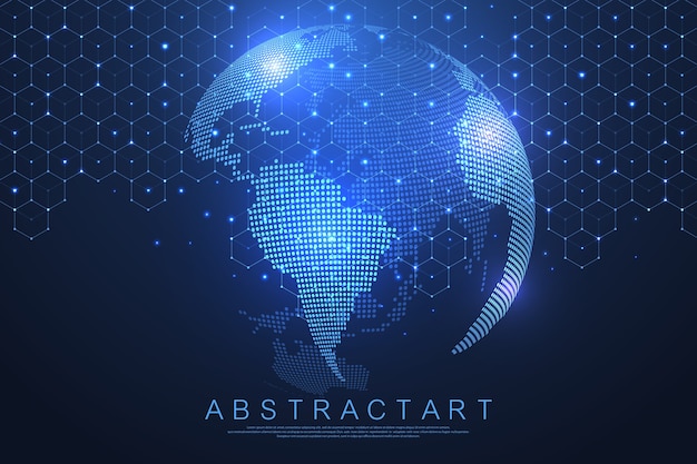 Vector global network connection concept. big data visualization.