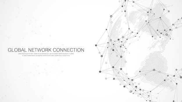 Global network connection concept social network communication in the global business big data visua