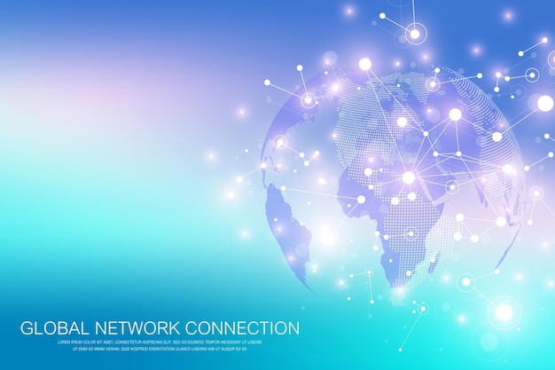 Global network connection concept social network communication in the global business big data