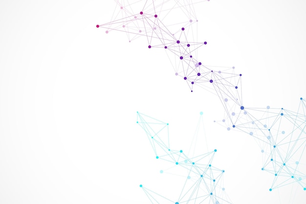 Геометрический абстрактный фон глобальной сети с подключенными линиями и точками сети и кон ...
