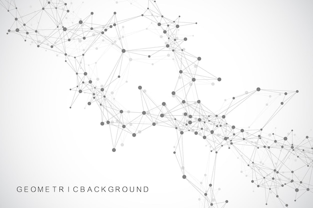 Vettore connessione di rete globale sfondo geometrico astratto con linea collegata e punti sfondo di rete e connessione per la presentazione sfondo grafico poligonale illustrazione vettoriale